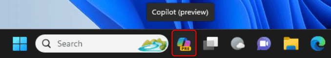 Copilot Preview taskbar button that appeared suddenly